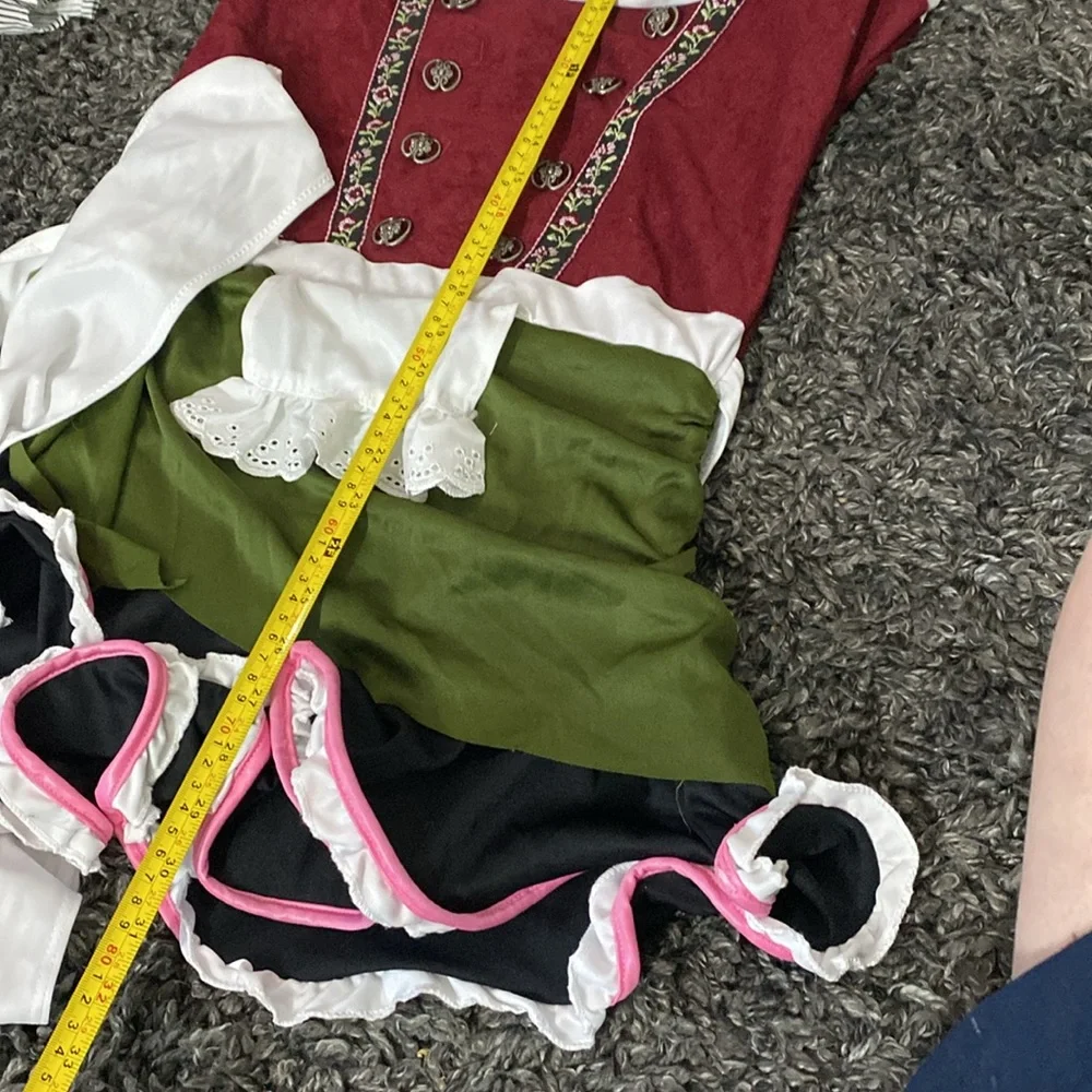 Bavarian Beer Maid Costume - Red, Green, Black - Picture 5 of 5